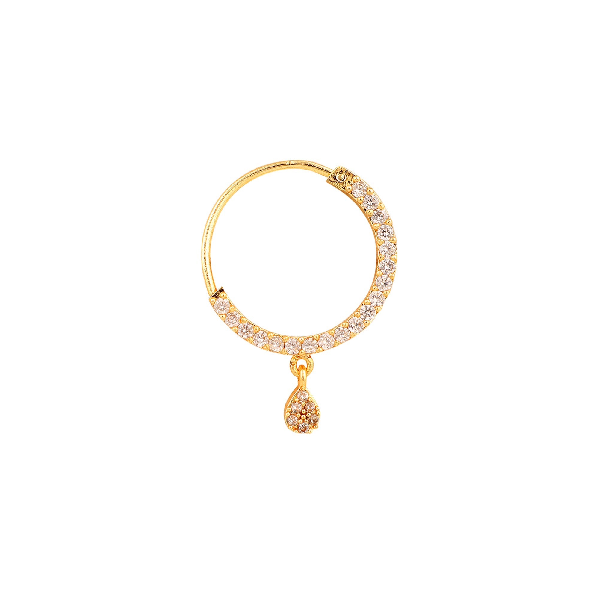 Opal Touch - White CZ Gold Nose Pin - Nose pin