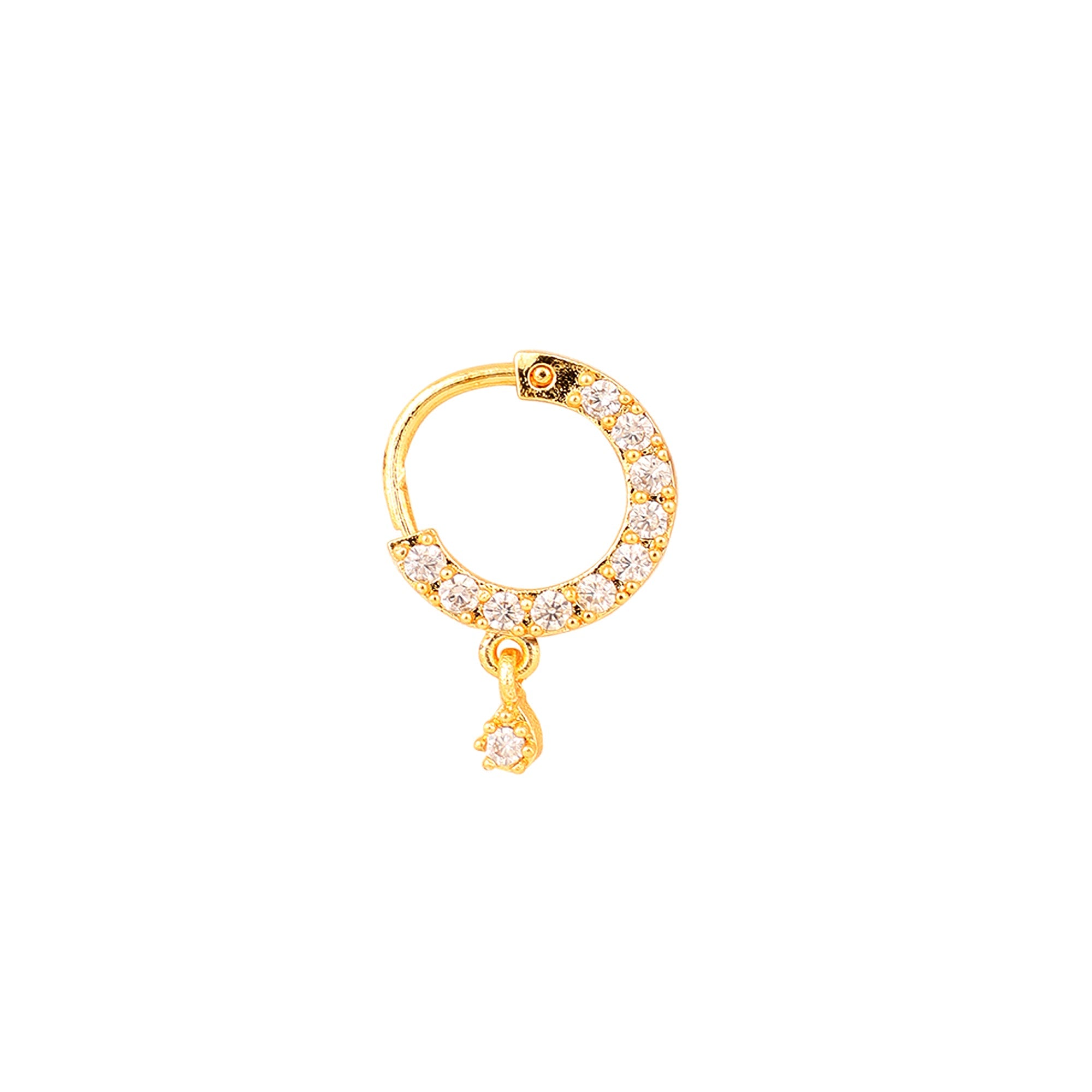 Opal Touch - White CZ Gold Nose Pin - Nose pin