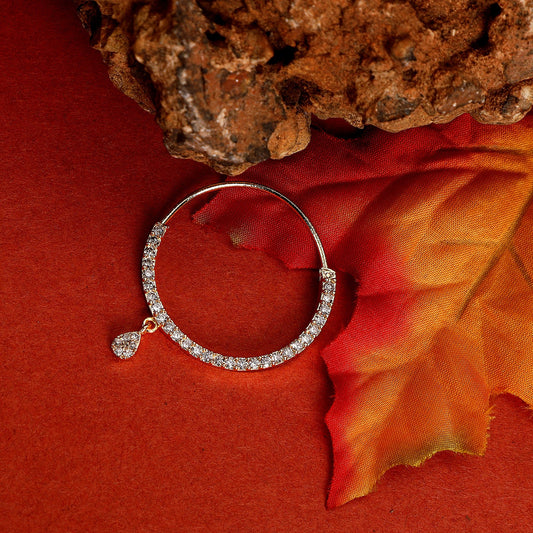 Opal Touch - White CZ Gold Silver Nose Pin - Nose pin