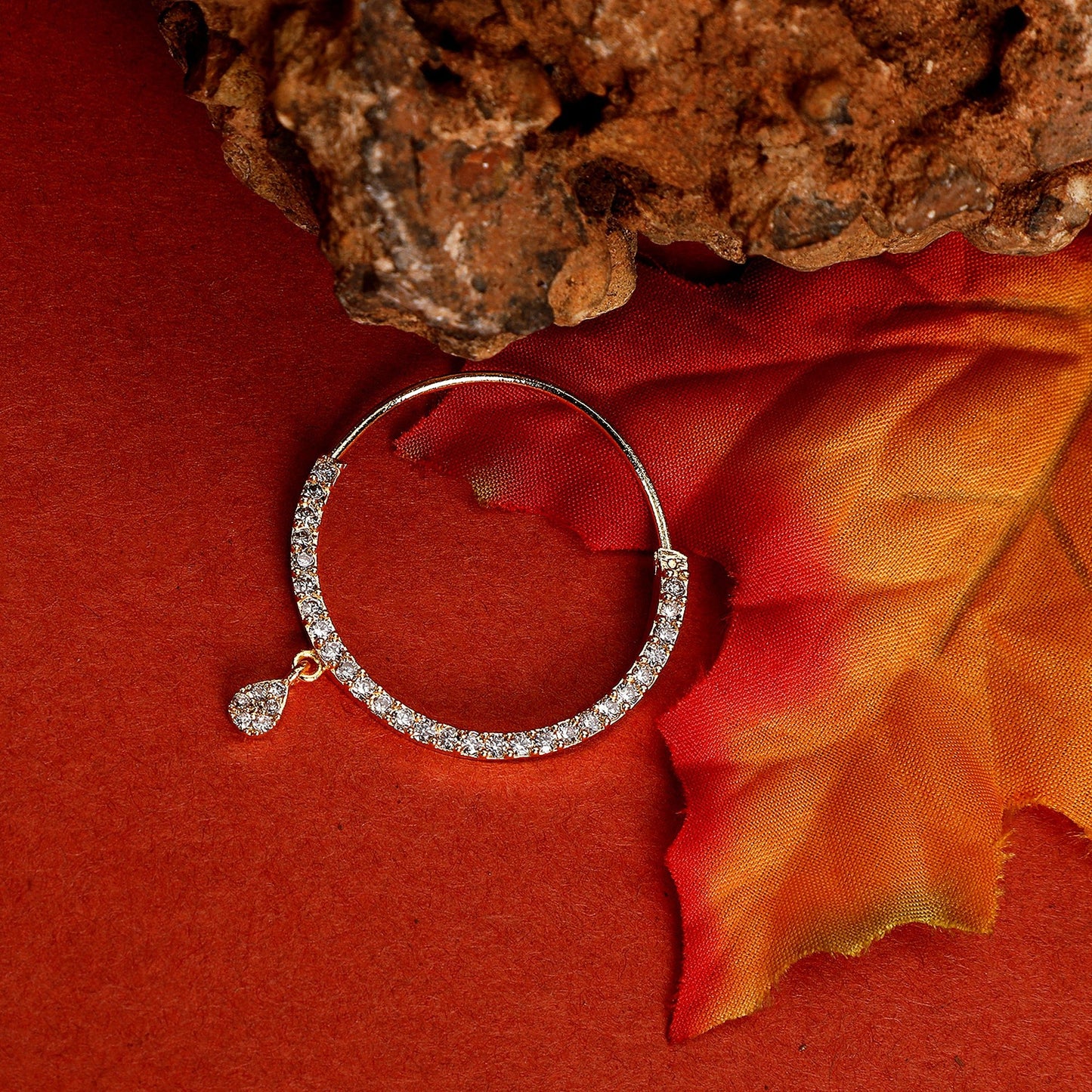 Opal Touch - White CZ Gold Silver Nose Pin - Nose pin