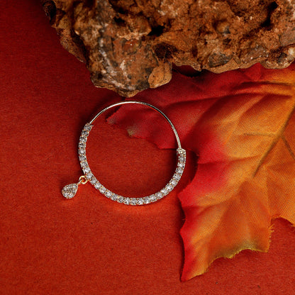 Opal Touch - White CZ Gold Silver Nose Pin - Nose pin