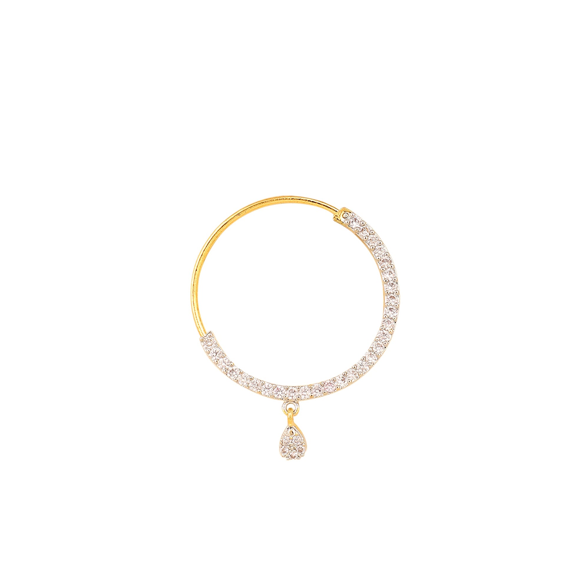 Opal Touch - White CZ Gold Silver Nose Pin - Nose pin