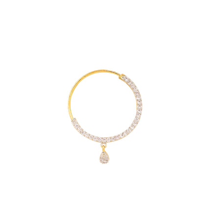 Opal Touch - White CZ Gold Silver Nose Pin - Nose pin