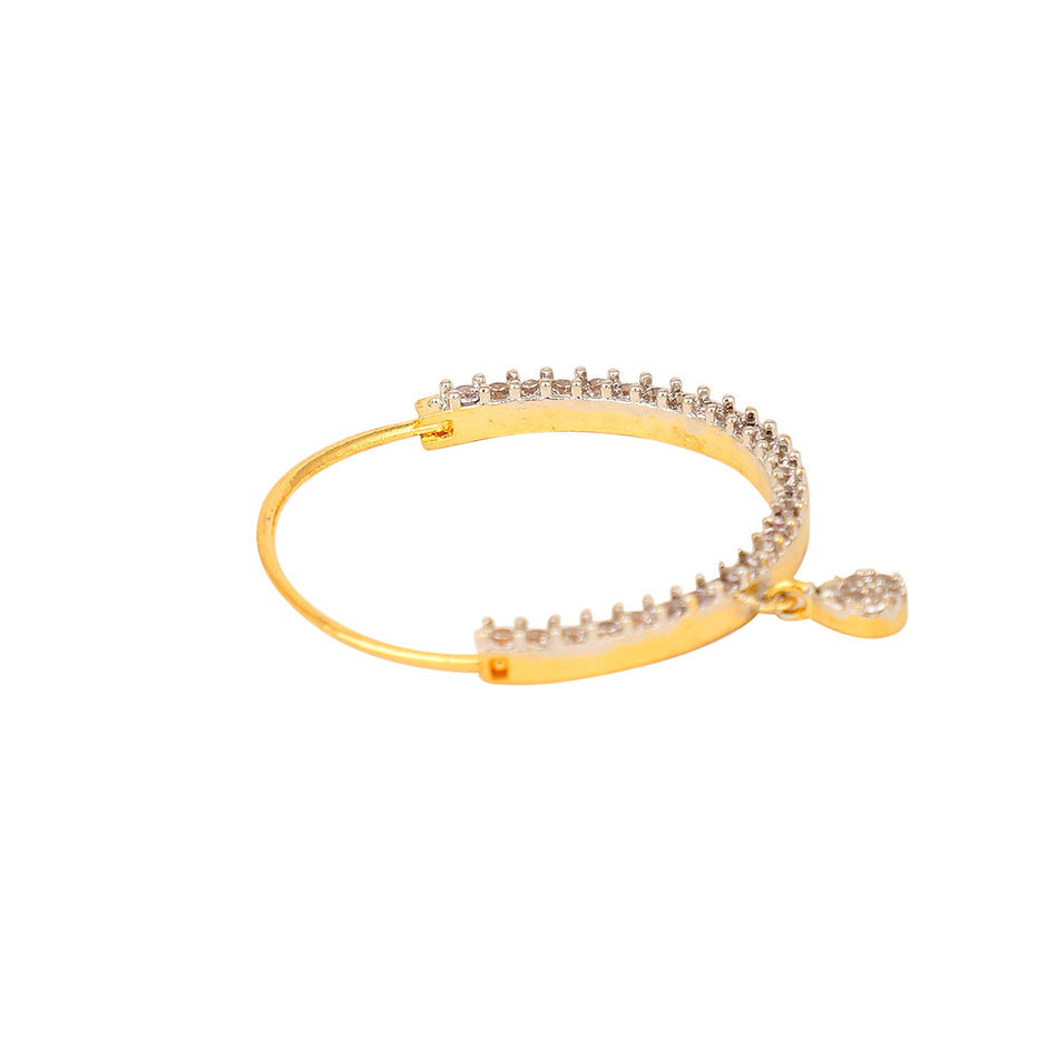 Opal Touch - White CZ Gold Silver Nose Pin - Nose pin