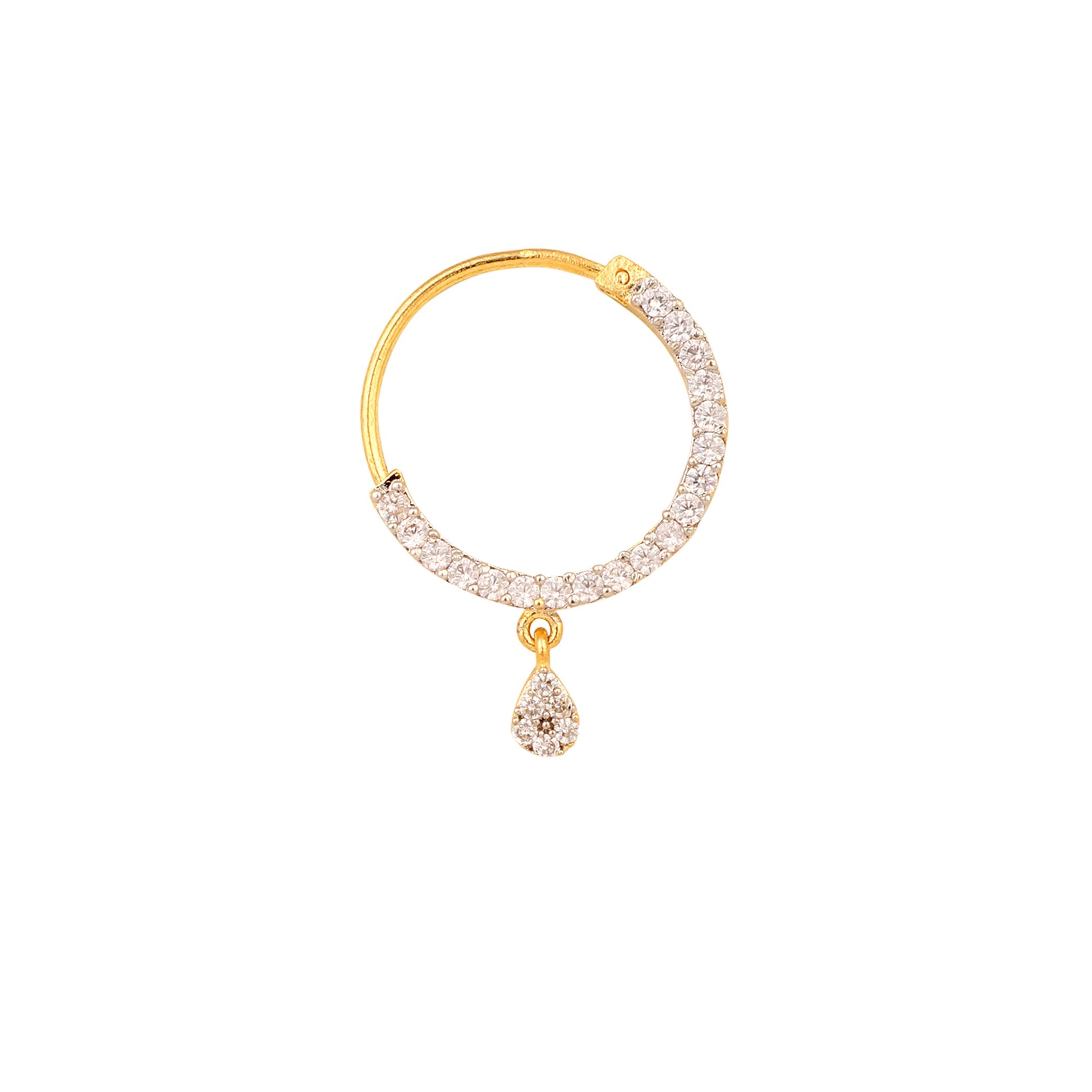 Opal Touch - White CZ Gold Silver Nose Pin - Nose pin