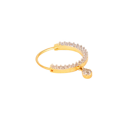 Opal Touch - White CZ Gold Silver Nose Pin - Nose pin