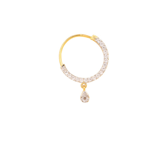 Opal Touch - White CZ Gold Silver Nose Pin - Nose pin