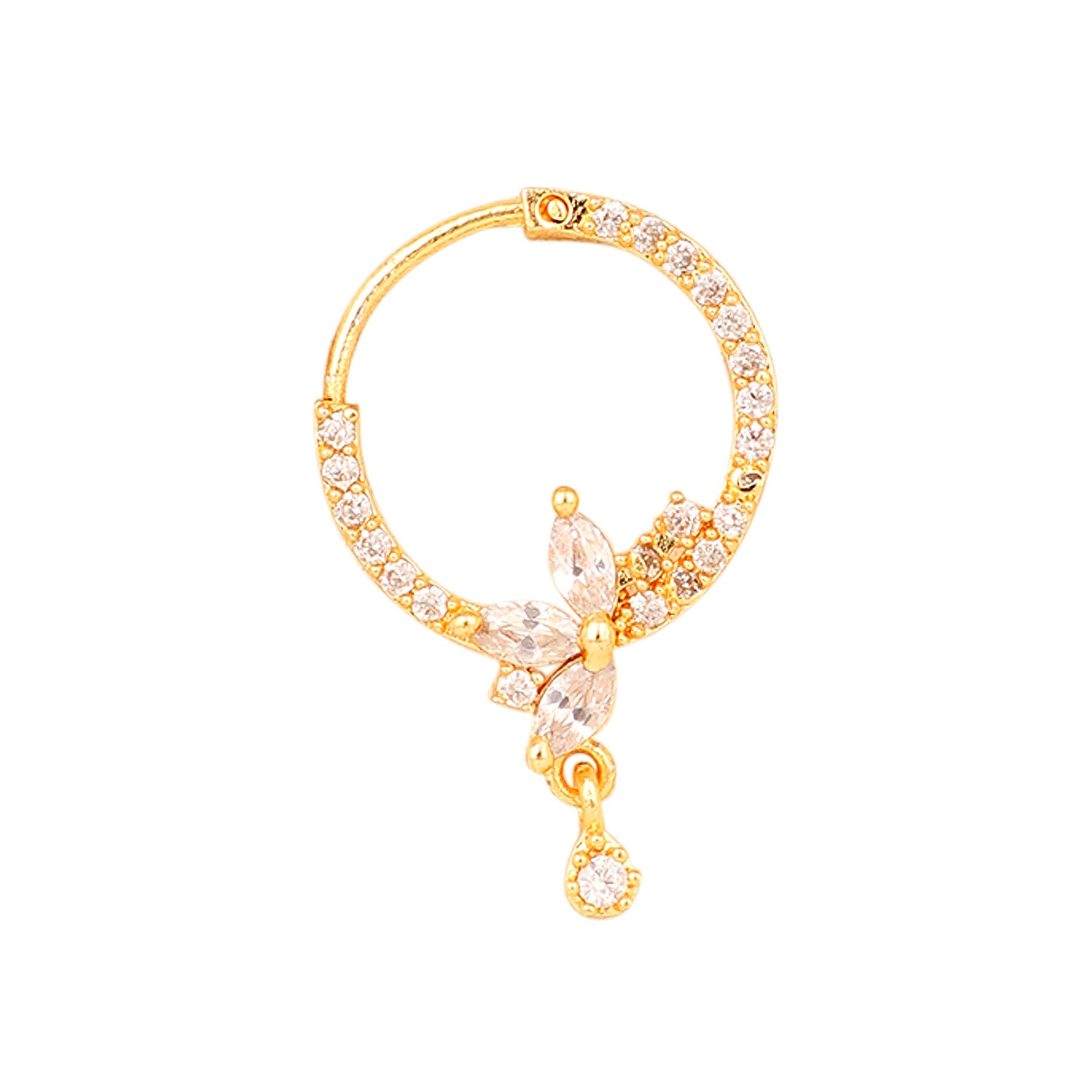 Opal Touch - White Gold CZ Nose Pin - Nose pin