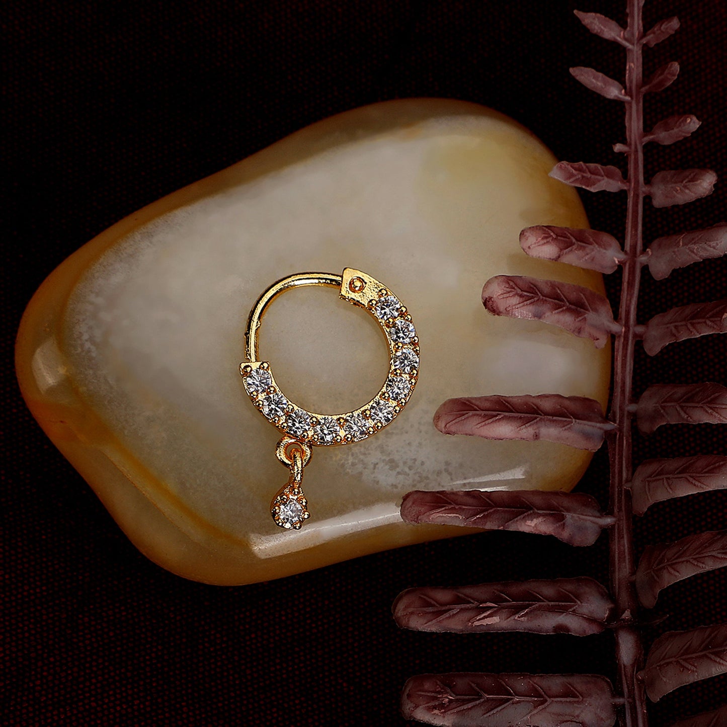 Opal Touch - White Gold CZ Nose Pin - Nose pin