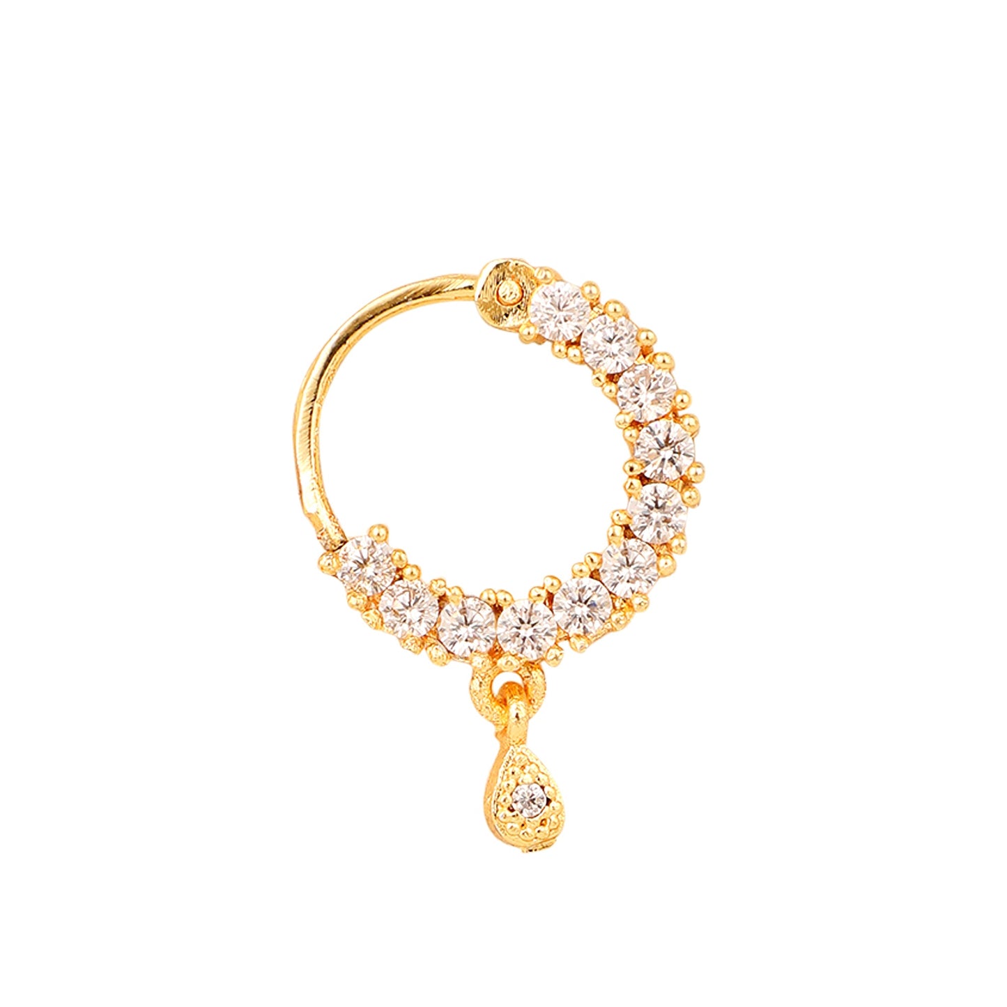 Opal Touch - White Gold CZ Nose Pin - Nose pin