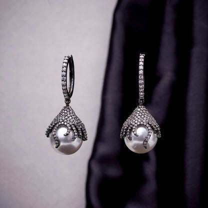 Opal Touch - White Noir Earrings - Earrings