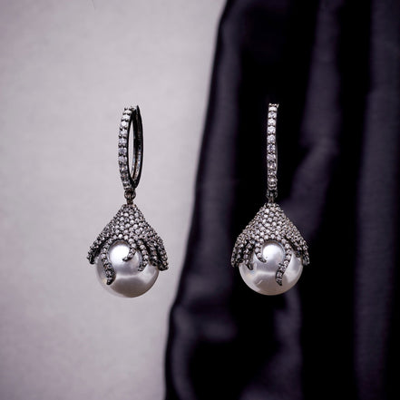 Opal Touch - White Noir Earrings - Earrings