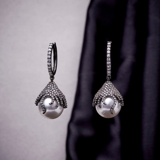 Opal Touch - White Noir Earrings - Earrings