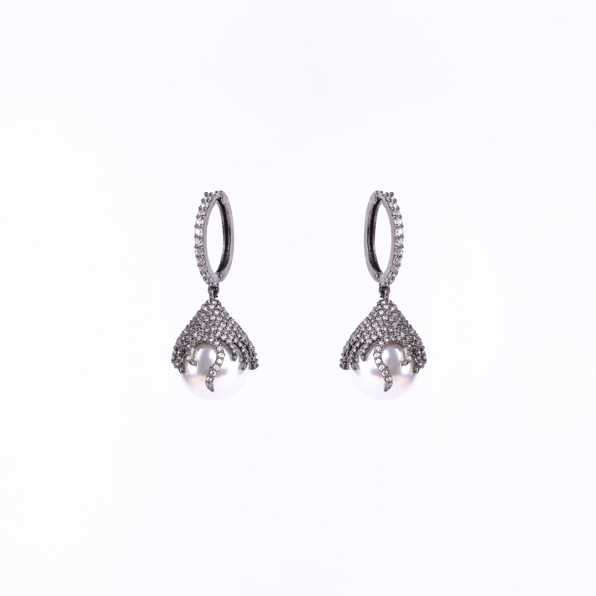 Opal Touch - White Noir Earrings - Earrings