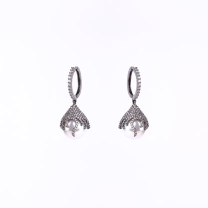 Opal Touch - White Noir Earrings - Earrings