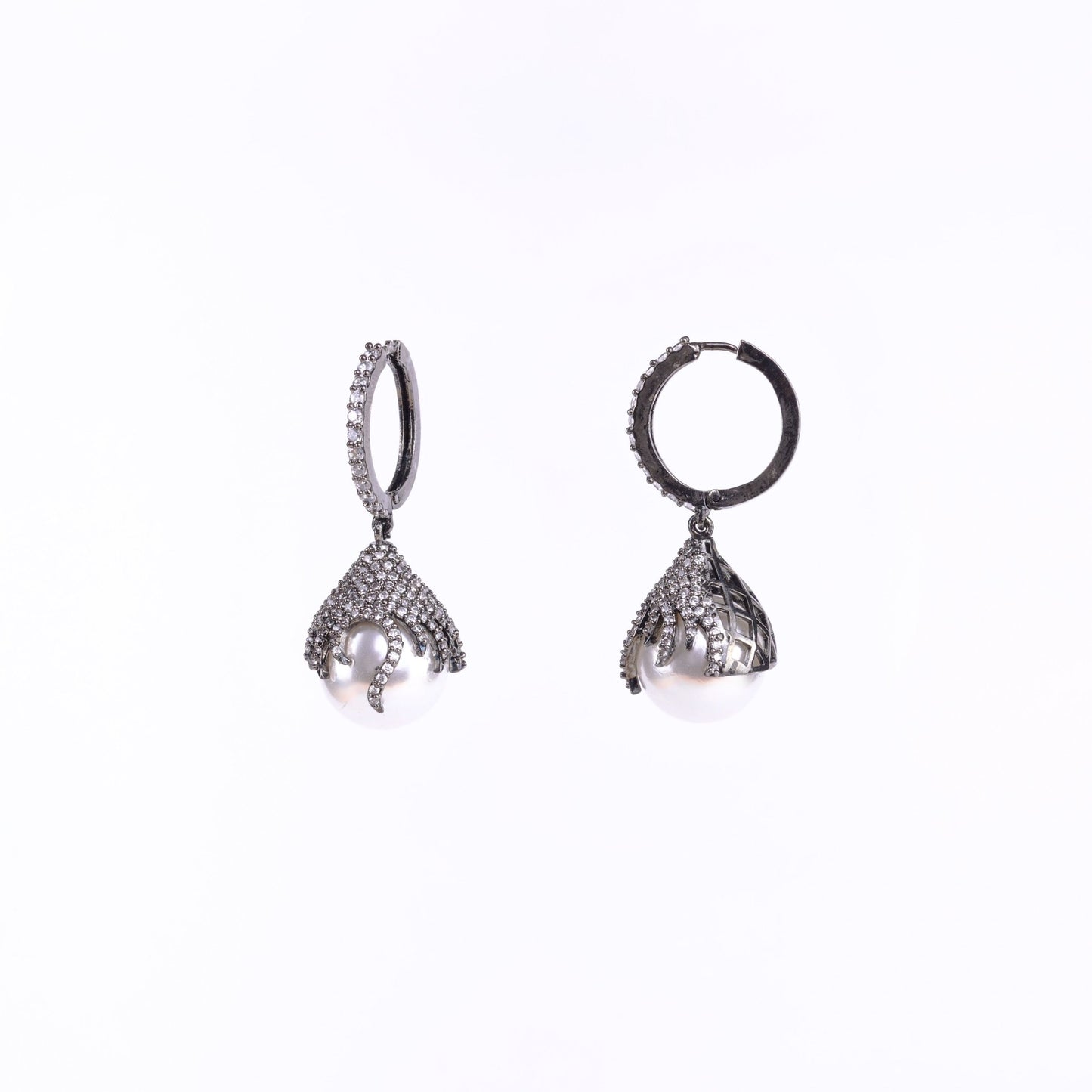 Opal Touch - White Noir Earrings - Earrings