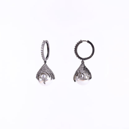 Opal Touch - White Noir Earrings - Earrings