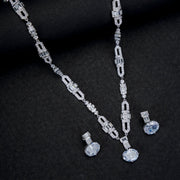 Opal Touch - White Rhodium Elegance Necklace - Necklace