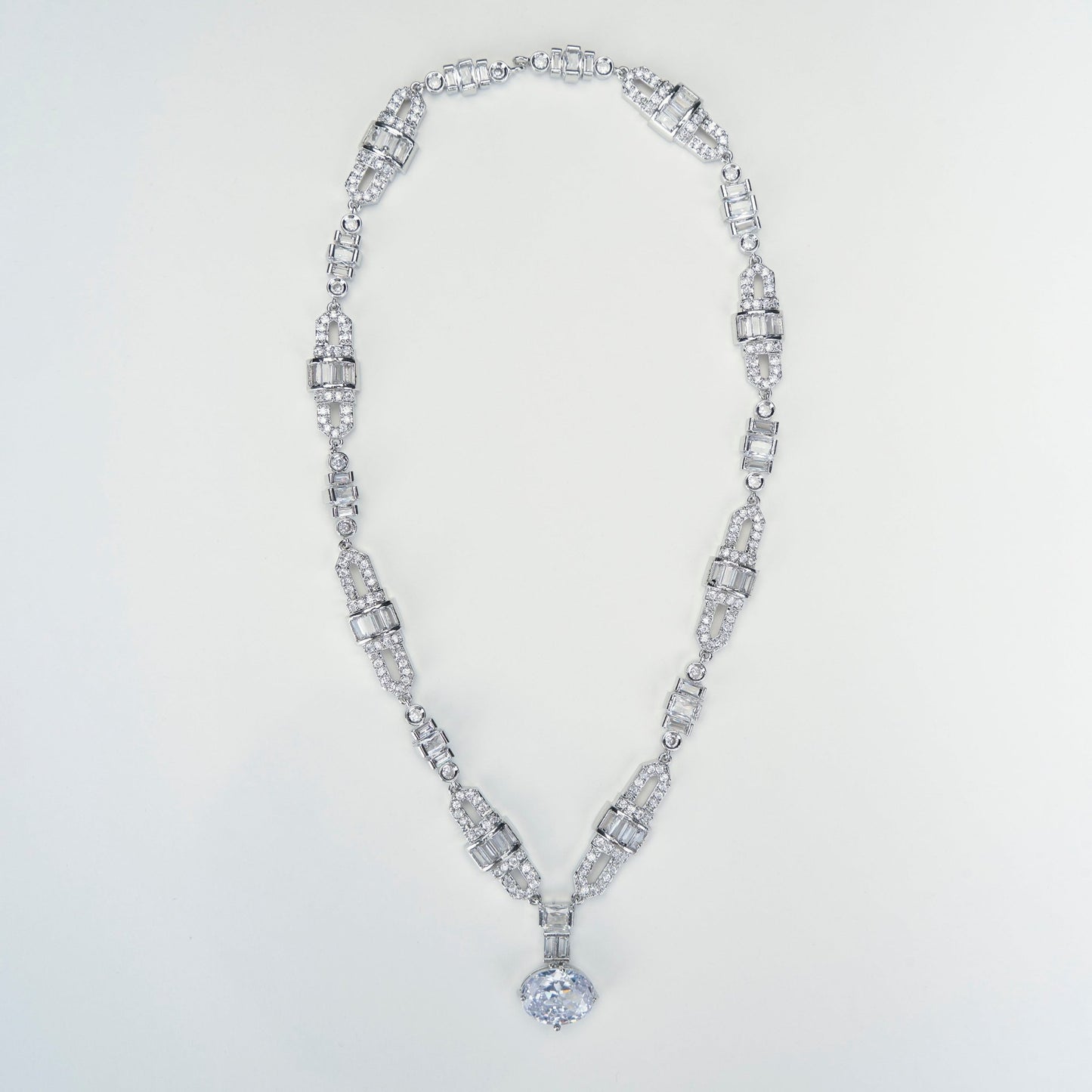 Opal Touch - White Rhodium Elegance Necklace - Necklace