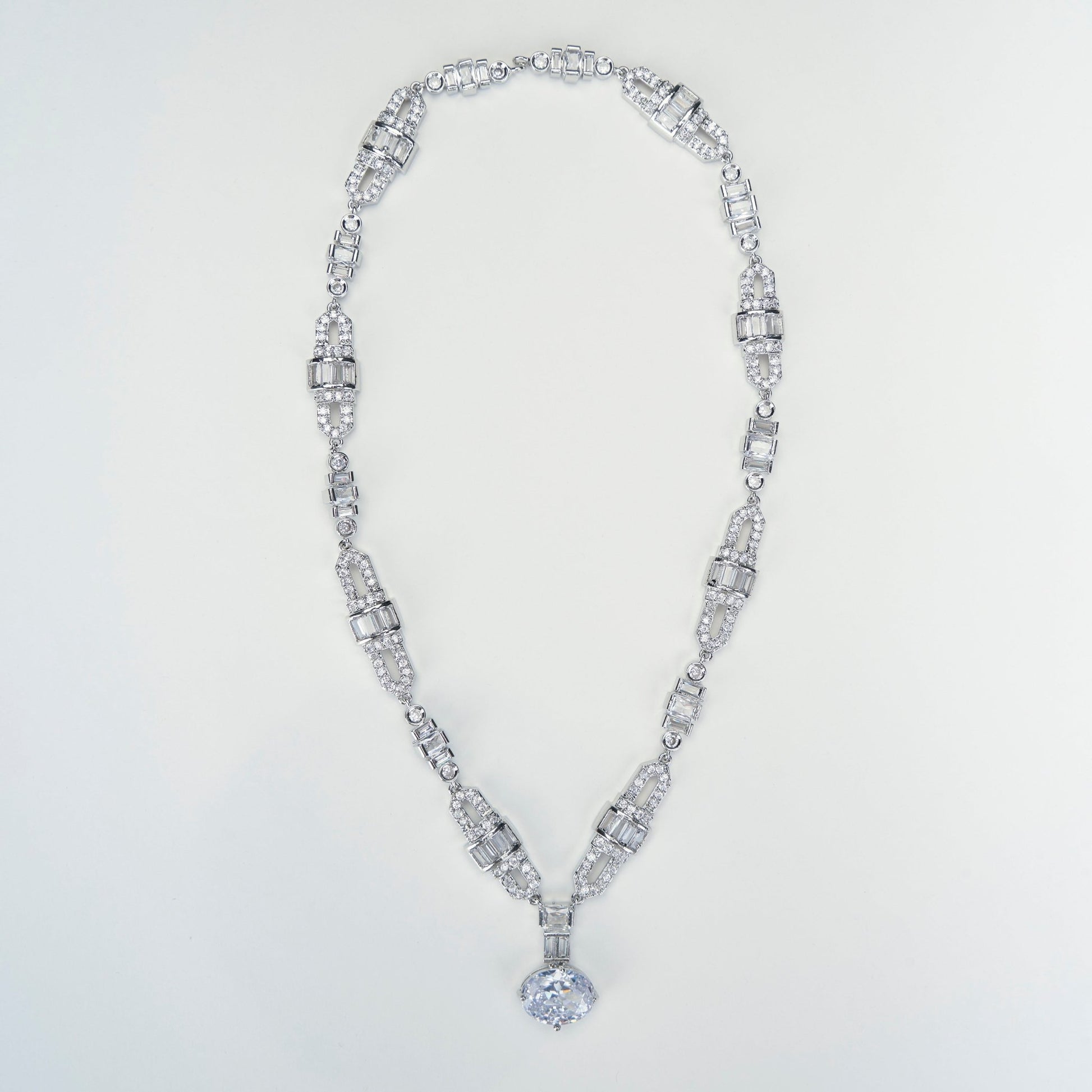 Opal Touch - White Rhodium Elegance Necklace - Necklace