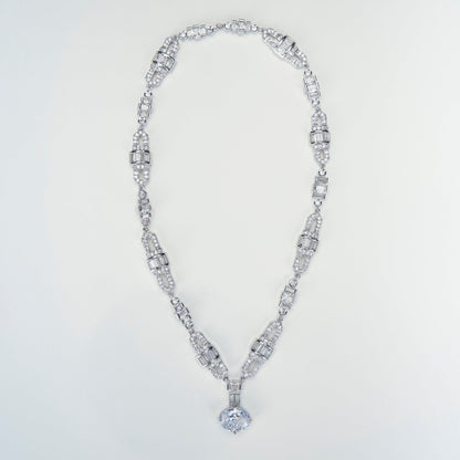 Opal Touch - White Rhodium Elegance Necklace - Necklace