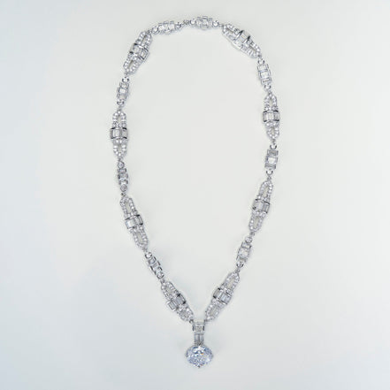 Opal Touch - White Rhodium Elegance Necklace - Necklace