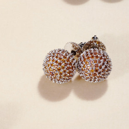 Opal Touch - White Round Diamond Stud Earrings - Studs