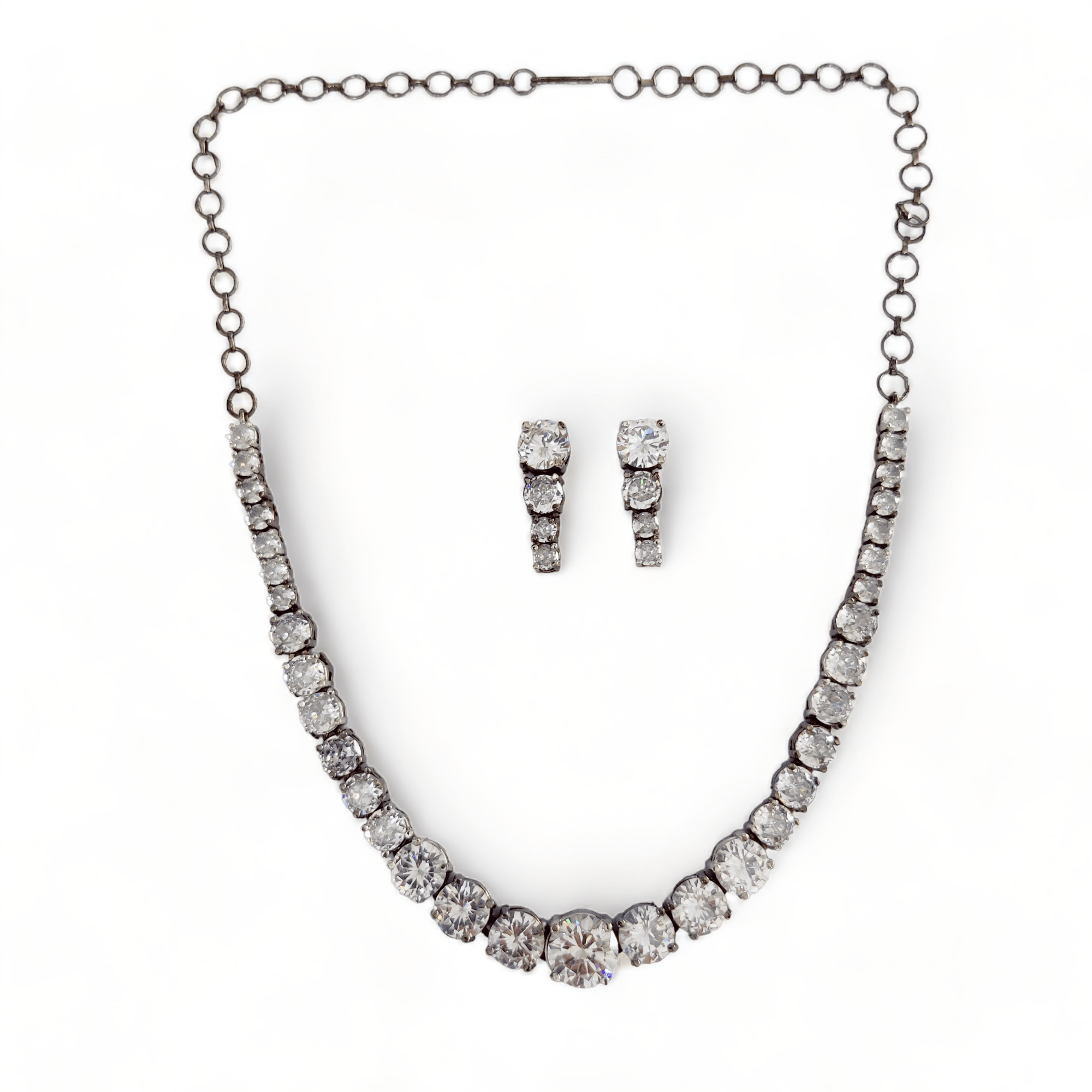 Opal Touch - Whitney - Black Cubic Zirconia Bridal Jewelry Set - Necklace