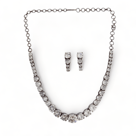 Opal Touch - Whitney - Black Cubic Zirconia Bridal Jewelry Set - Necklace