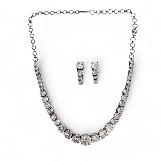 Opal Touch - Whitney - Black Cubic Zirconia Bridal Jewelry Set - Necklace