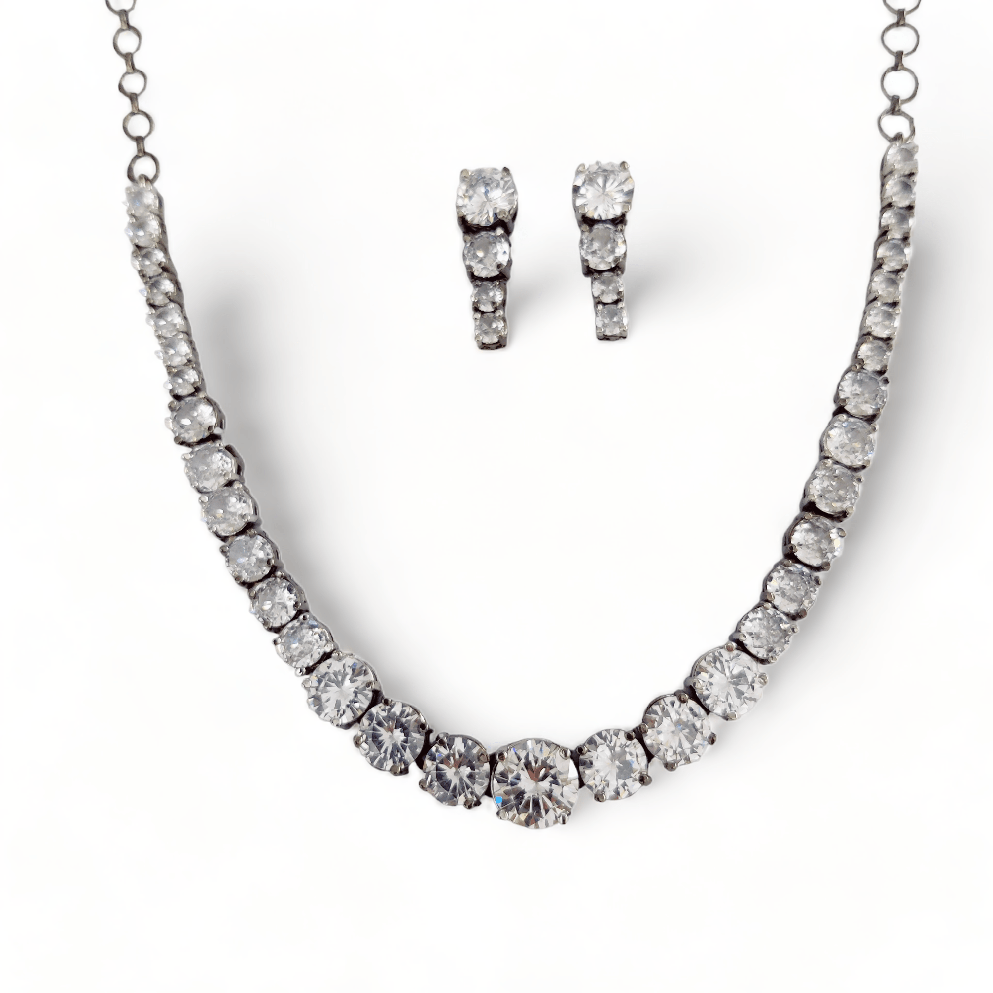 Opal Touch - Whitney - Black Cubic Zirconia Bridal Jewelry Set - Necklace