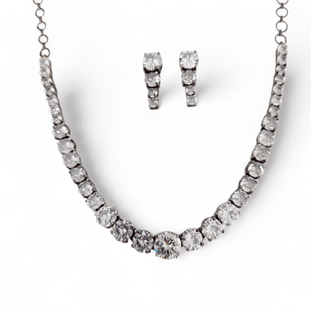 Opal Touch - Whitney - Black Cubic Zirconia Bridal Jewelry Set - Necklace