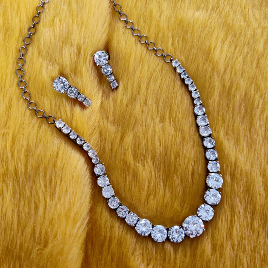 Opal Touch - Whitney - Black Cubic Zirconia Bridal Jewelry Set - Necklace