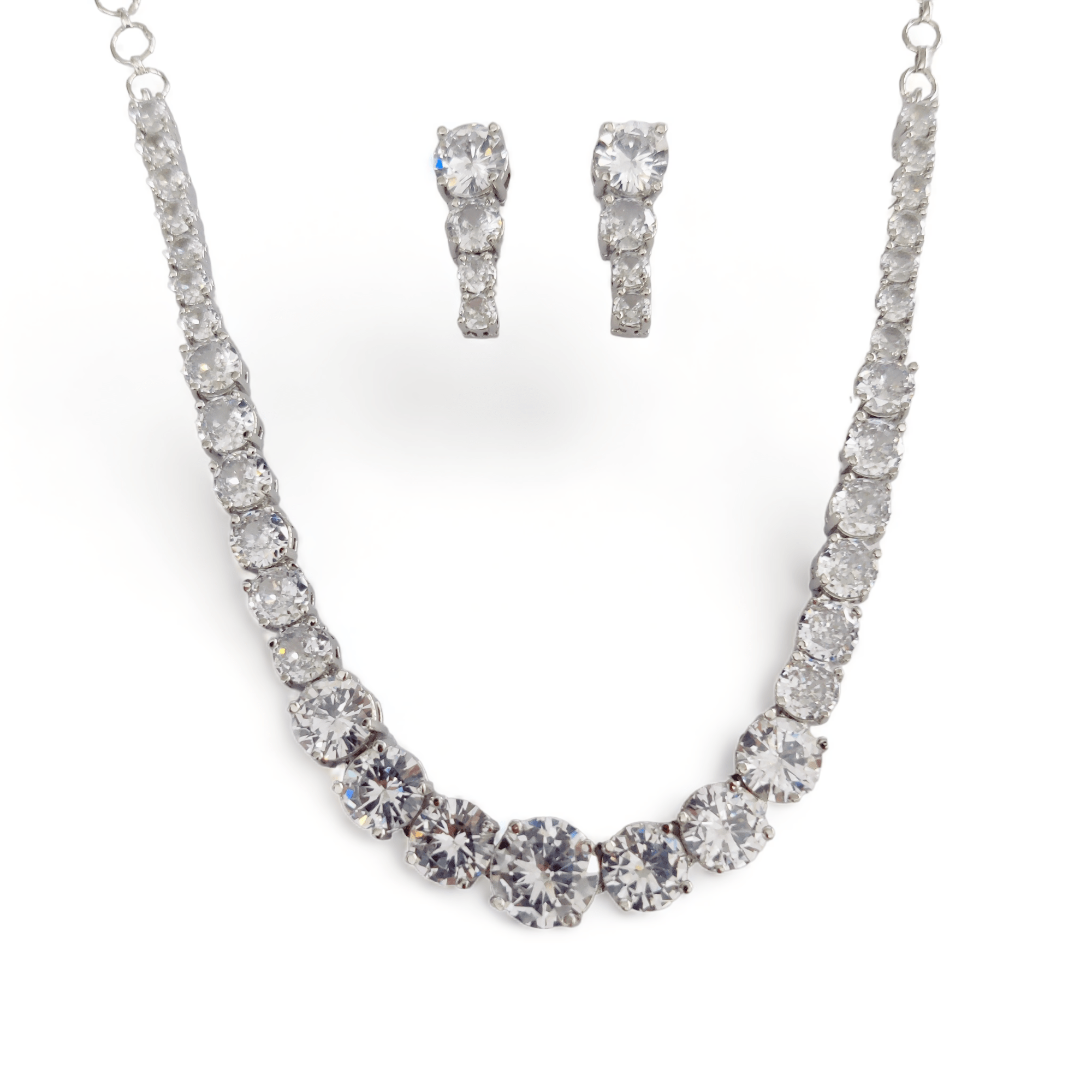 Opal Touch - Whitney - Silver Cubic Zirconia Bridal Jewelry Set - Necklace