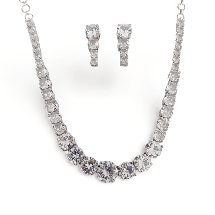 Opal Touch - Whitney - Silver Cubic Zirconia Bridal Jewelry Set - Necklace