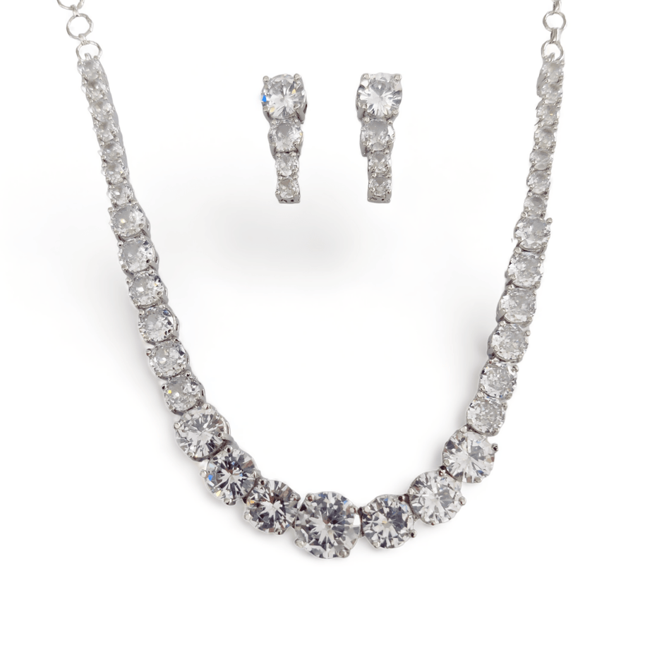 Opal Touch - Whitney - Silver Cubic Zirconia Bridal Jewelry Set - Necklace