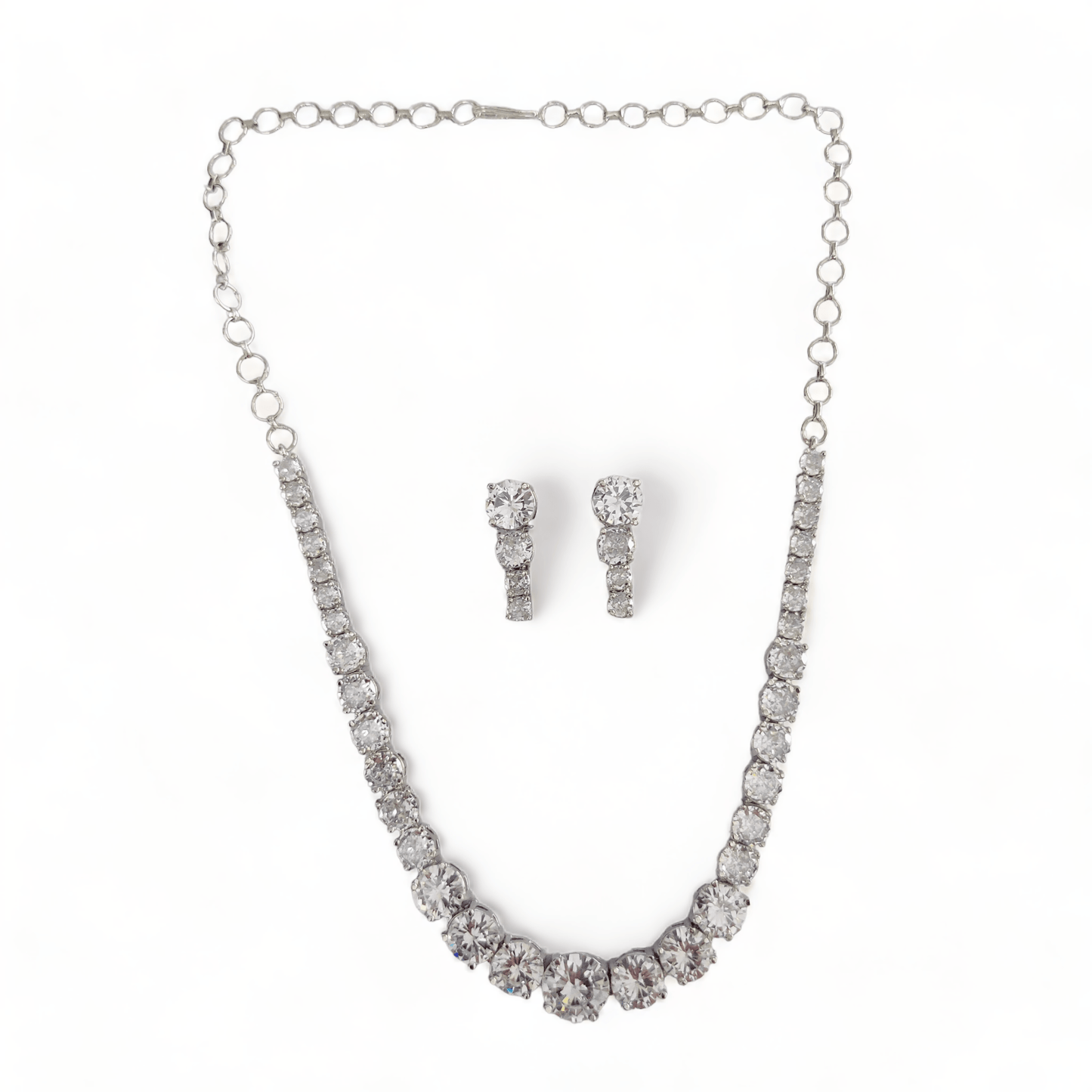 Opal Touch - Whitney - Silver Cubic Zirconia Bridal Jewelry Set - Necklace