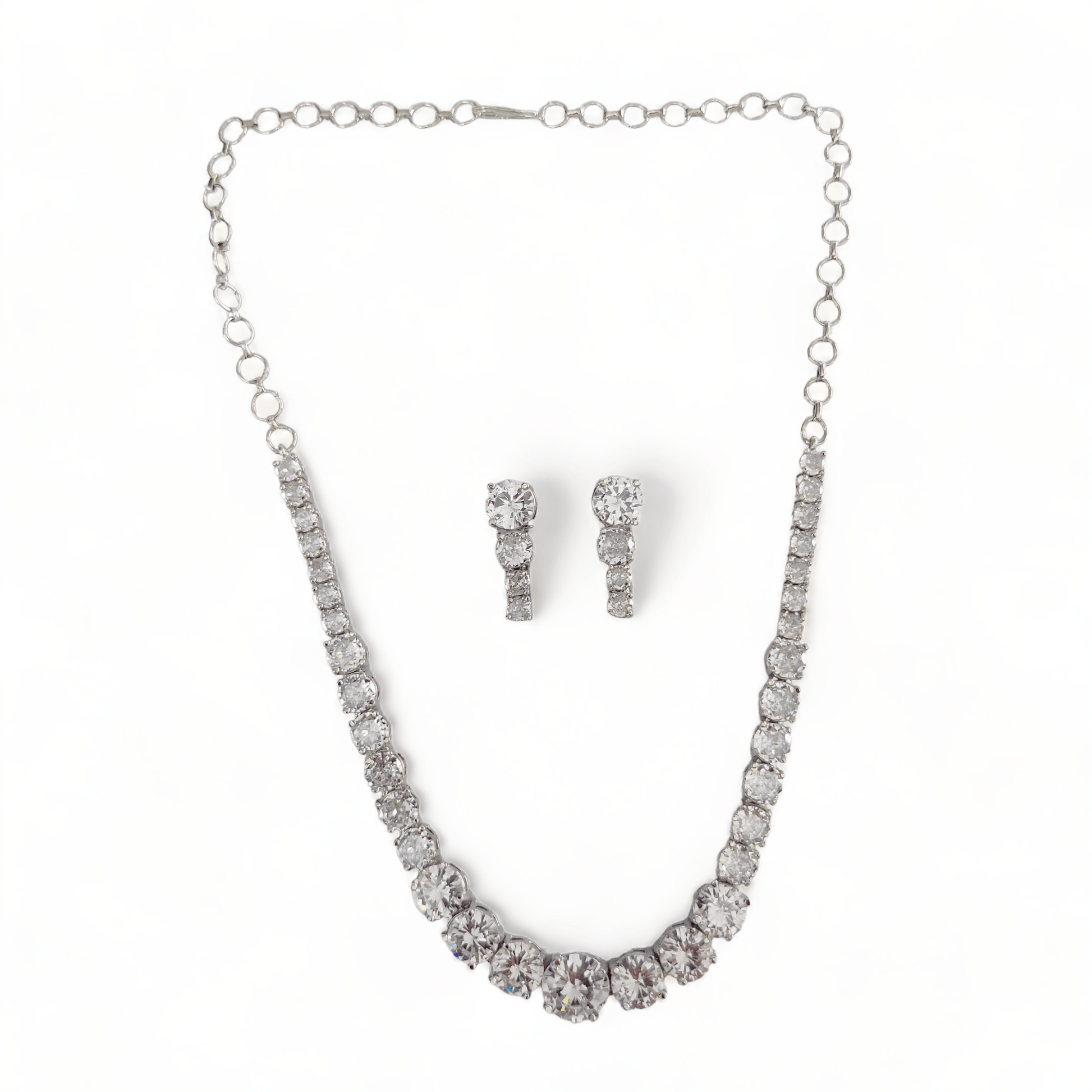 Opal Touch - Whitney - Silver Cubic Zirconia Bridal Jewelry Set - Necklace
