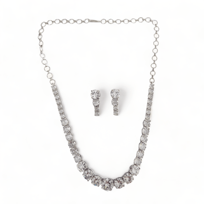 Opal Touch - Whitney - Silver Cubic Zirconia Bridal Jewelry Set - Necklace