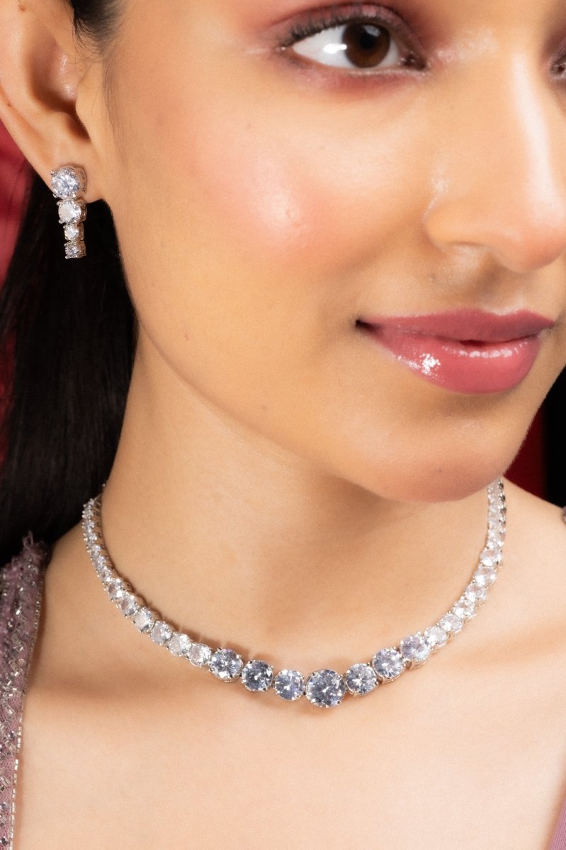 Whitney - Silver Cubic Zirconia Bridal Jewelry Set - Opal Touch