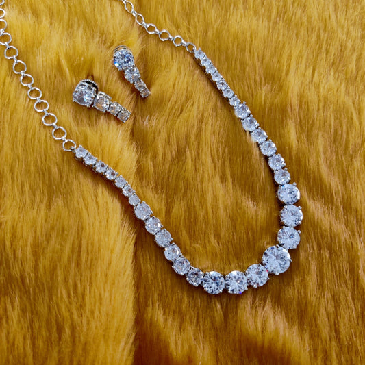 Opal Touch - Whitney - Silver Cubic Zirconia Bridal Jewelry Set - Necklace