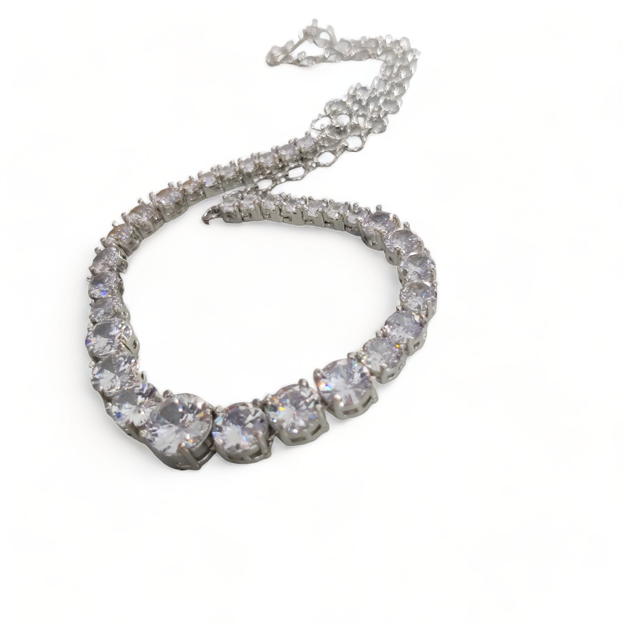 Opal Touch - Whitney - Silver Cubic Zirconia Bridal Jewelry Set - Necklace