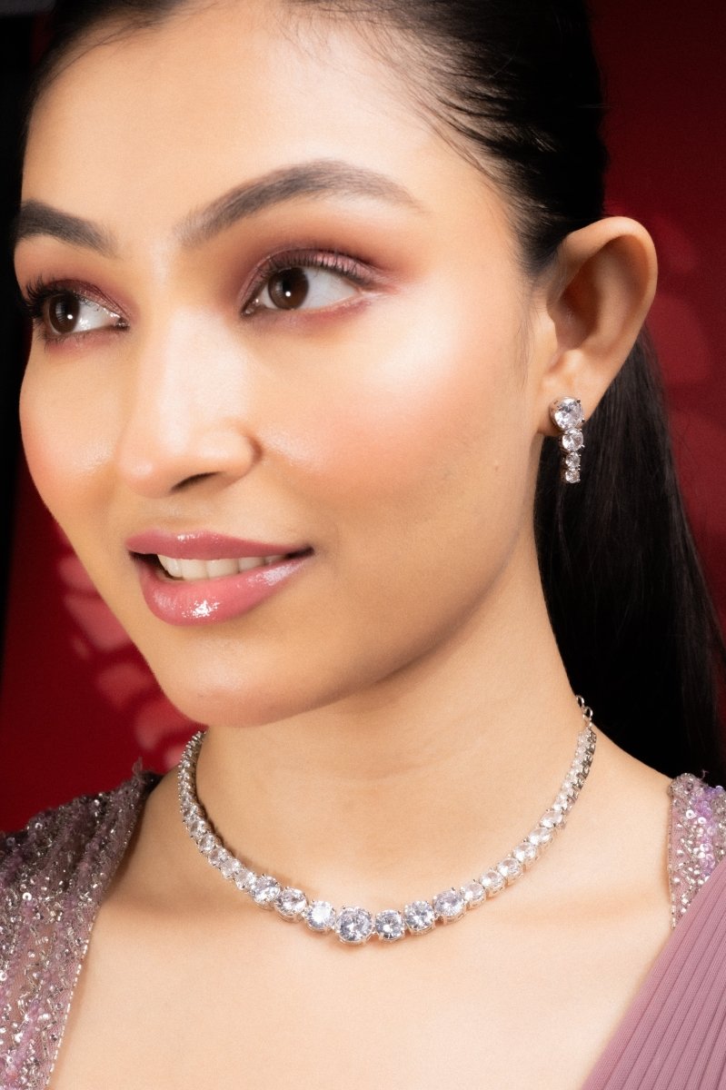Whitney - Silver Cubic Zirconia Bridal Jewelry Set - Opal Touch