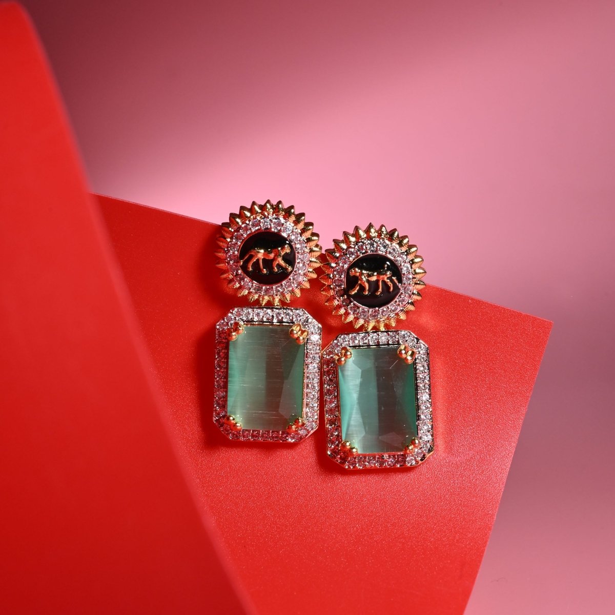 Wild Aura Gold and Silver Plated Earrings Drops - Opal Touch