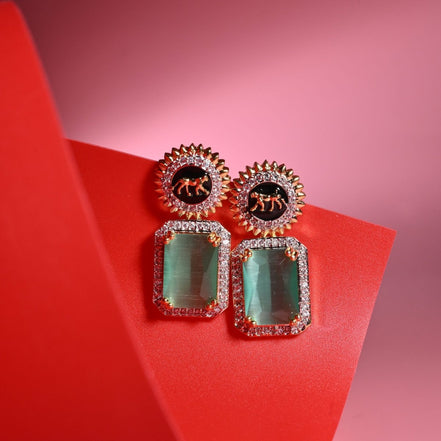 Wild Aura Gold and Silver Plated Earrings Drops - Opal Touch