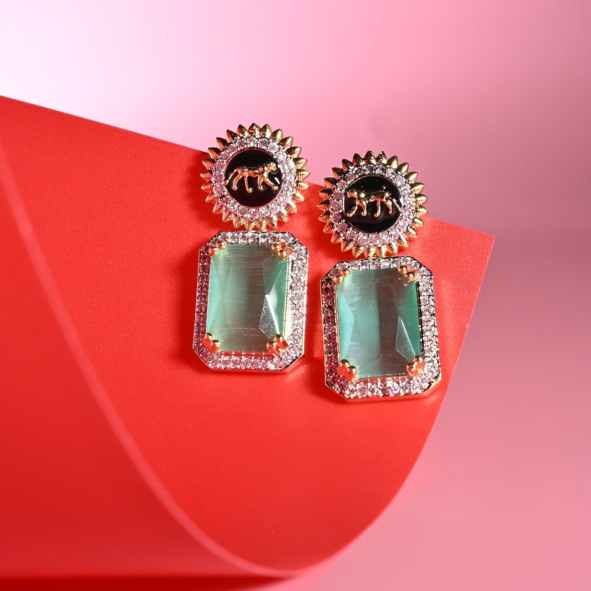 Wild Aura Gold and Silver Plated Earrings Drops - Opal Touch