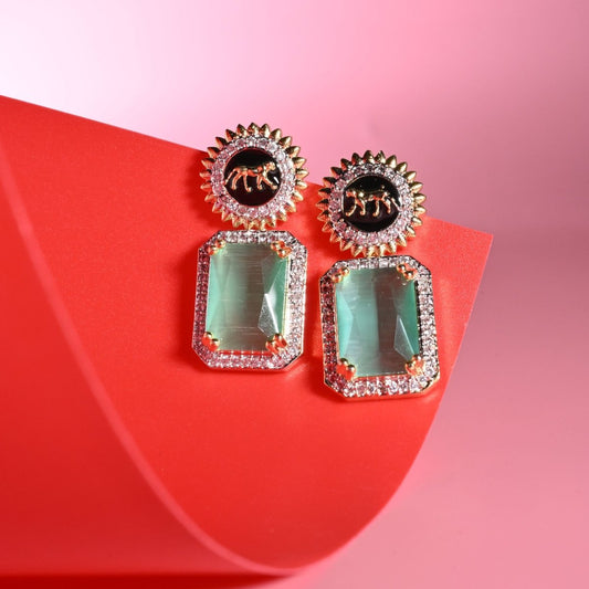 Wild Aura Gold and Silver Plated Earrings Drops - Opal Touch