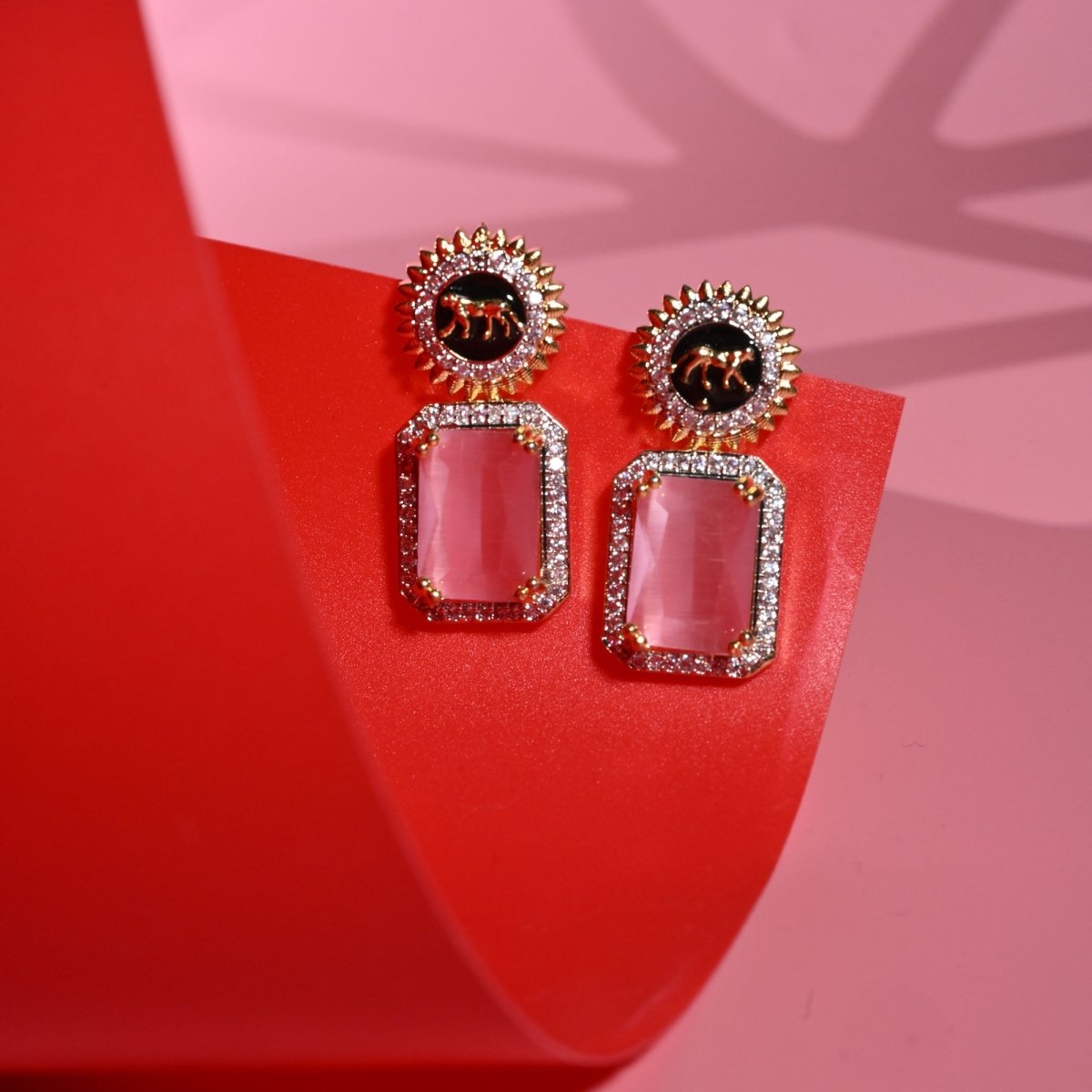 Wild Aura Gold and Silver Plated Earrings Drops - Opal Touch