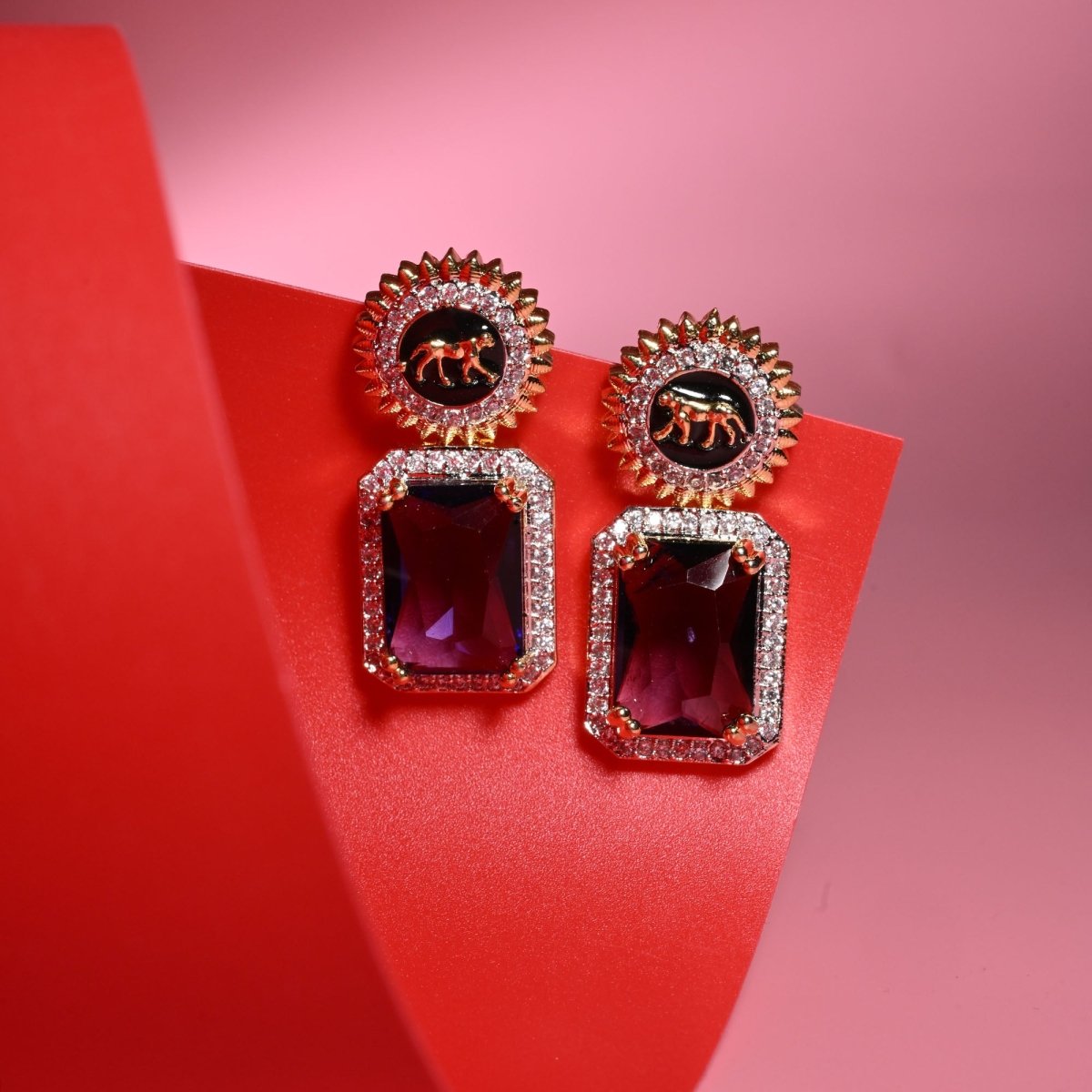 Wild Aura Gold and Silver Plated Earrings Drops - Opal Touch