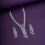 Necklace - Zig Zag CZ Rhodium Necklace - Opal Touch